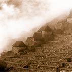 Houses at the Inca town of Machu Picchu